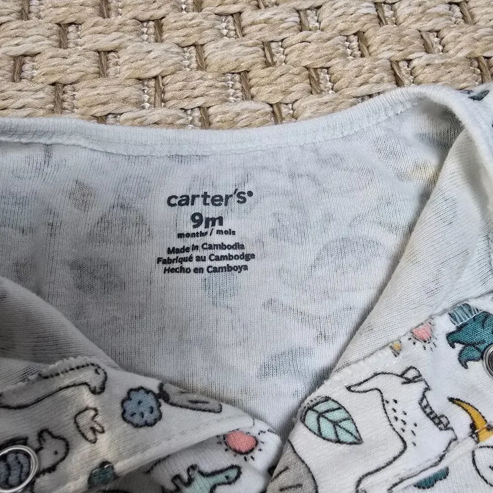 Carters 9M Lion Dinosaur Baby Unisex Sleeper Footsie Bundle